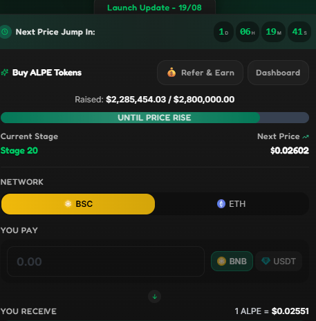 latest Alphapepe presale news looks at the pace behind ALPE's