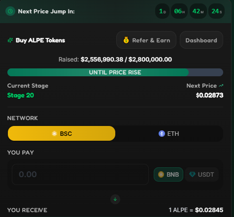 AlphaPepe presale dashboard