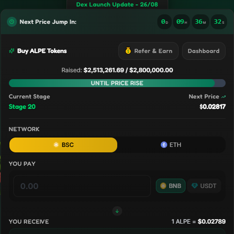 Official AlphaPepe Presale Dashboard