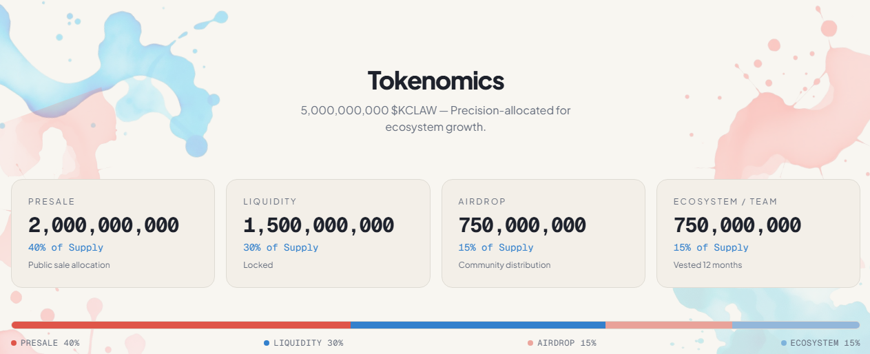 Kimi Clawbot tokenomics