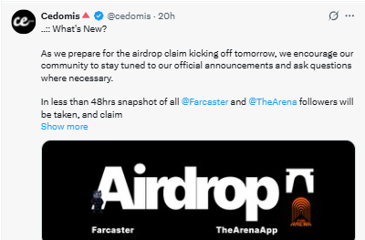 cedomis airdrop live