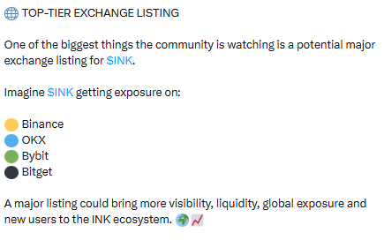 INK Network Listing Update