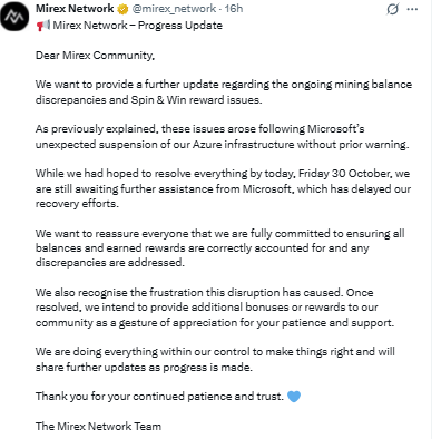 Mirex Network News Update
