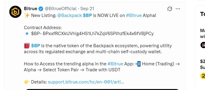 Bitrue listing announcement