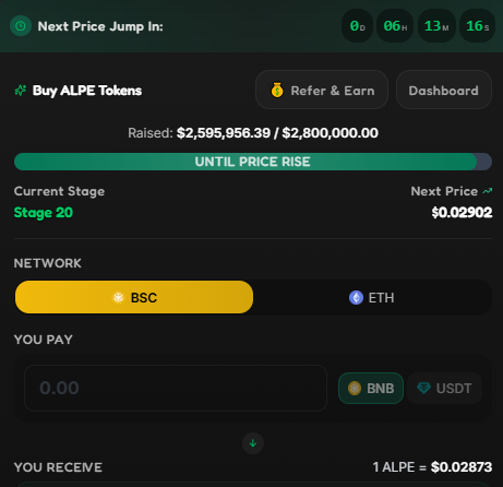 AlphaPepe Presale Dashboard