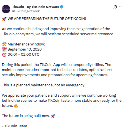 TikCoin Offcial X account Update