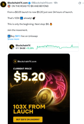 BlockchainFX X account update
